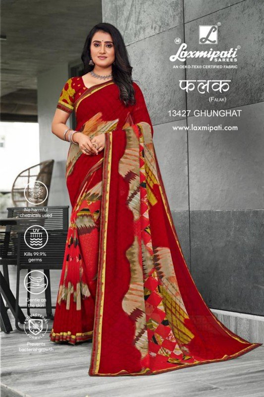 Laxmipati Falak Pm-13427 Red Georgette Saree