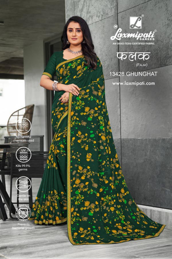 Laxmipati Falak Pm-13428 Green Georgette Saree