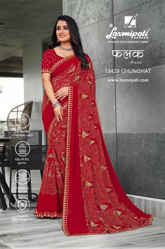 Laxmipati Falak Pm-13429 Red Georgette Saree