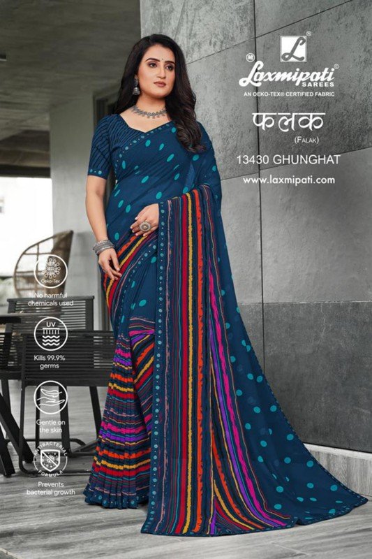 Laxmipati Falak Pm-13430 Blue Georgette Saree