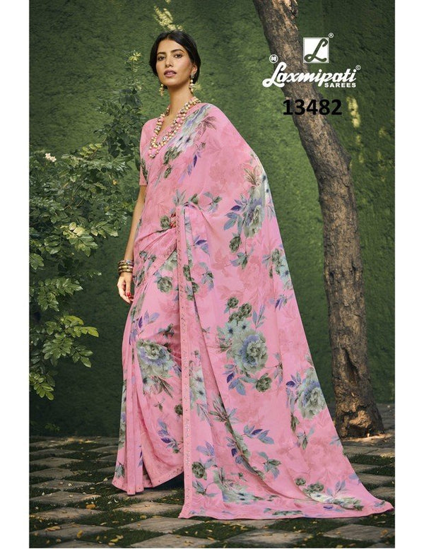 Laxmipati Fulva Pm-13482 Pink Georgette Saree