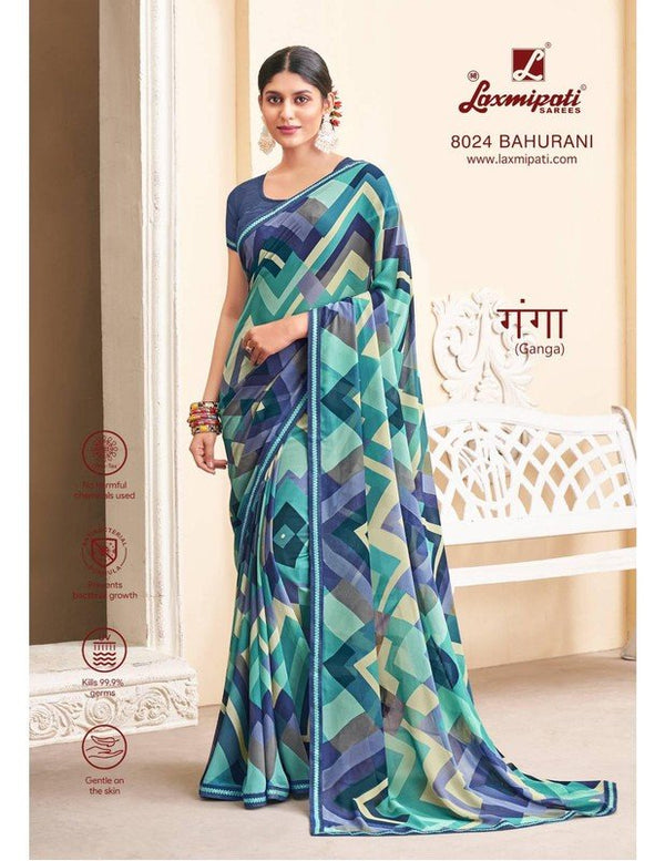 Laxmipati Ganga 8024 Blue Georgette Saree