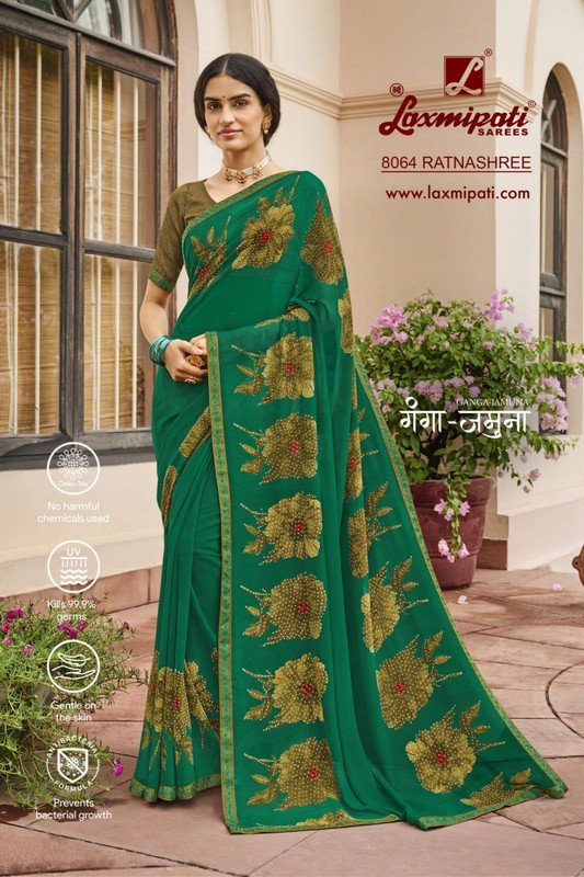 Laxmipati Ganga-Jamuna 8064 Green Georgette Saree