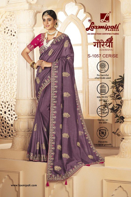 Laxmipati Gauraiya S-1057 Mauve Raw Silk Saree