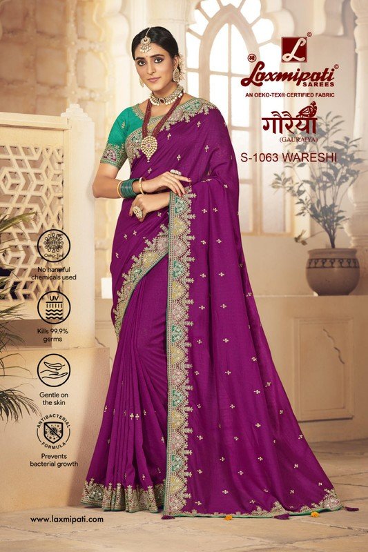 Laxmipati Gauraiya S-1063 Violet Raw Silk Saree