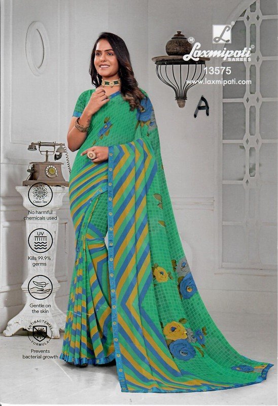 Laxmipati Ghunghat Pm-13575-A Green Georgette Saree