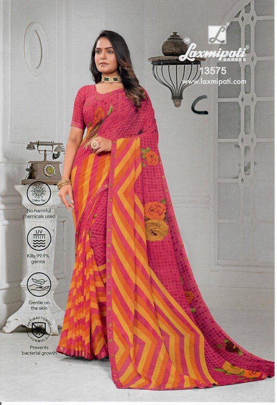 Laxmipati Ghunghat Pm-13575-C Pink Georgette Saree