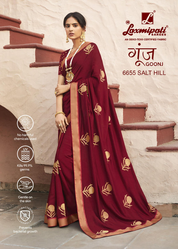 Laxmipati Goonj 6655 Maroon Silk Saree