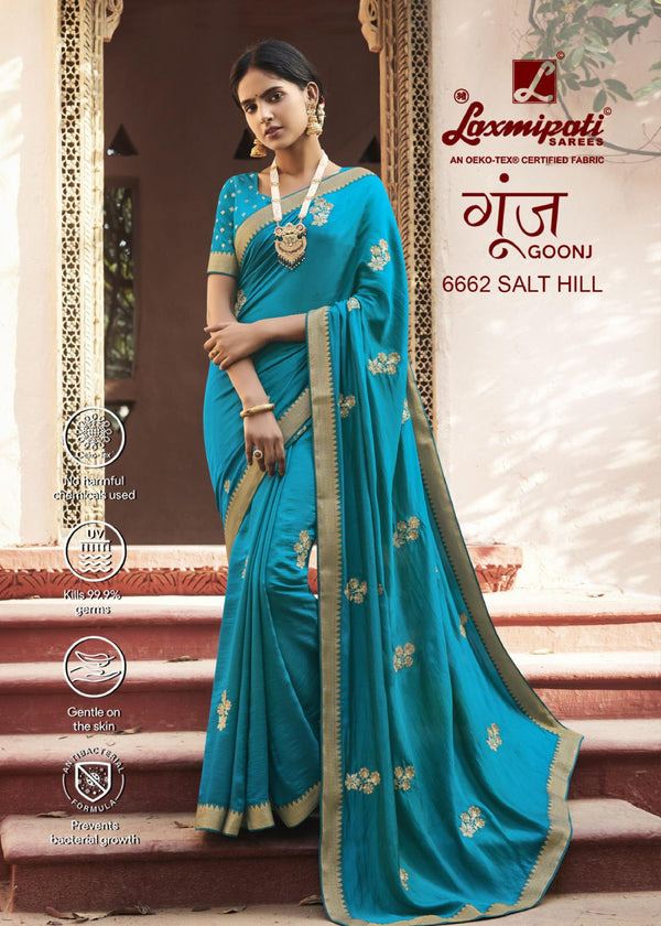 Laxmipati Goonj 6662 Blue Silk Saree