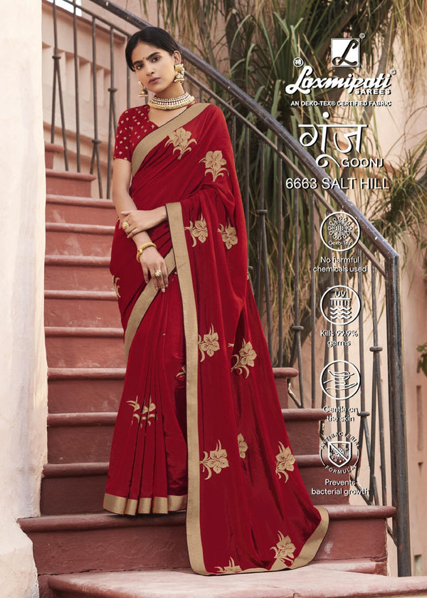 Laxmipati Goonj 6663 Red Silk Saree