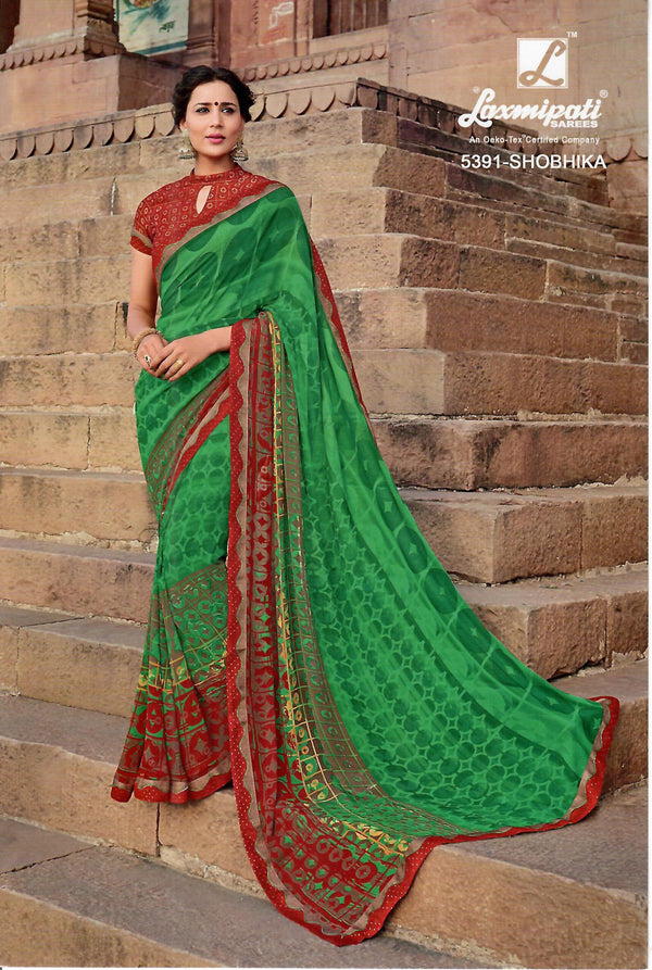 Laxmipati Dilbaro 5391 Green Georgette Saree