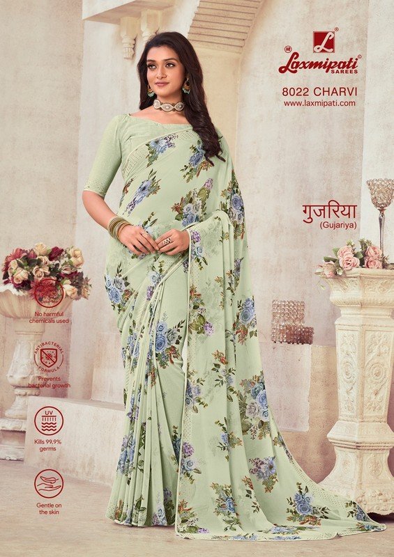 Laxmipati Gujariya 8022 Green Georgette Saree