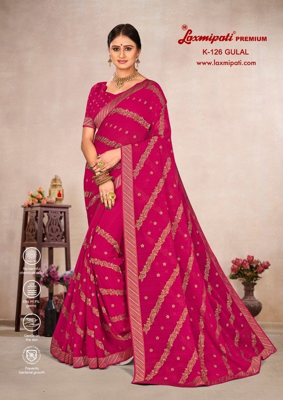 Laxmipati Gulal K-126 Pink Chiffon Saree