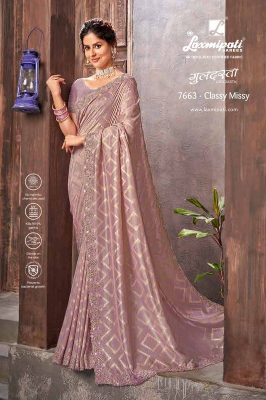 Laxmipati Guldasta 7663 Purple Dola Silk Saree