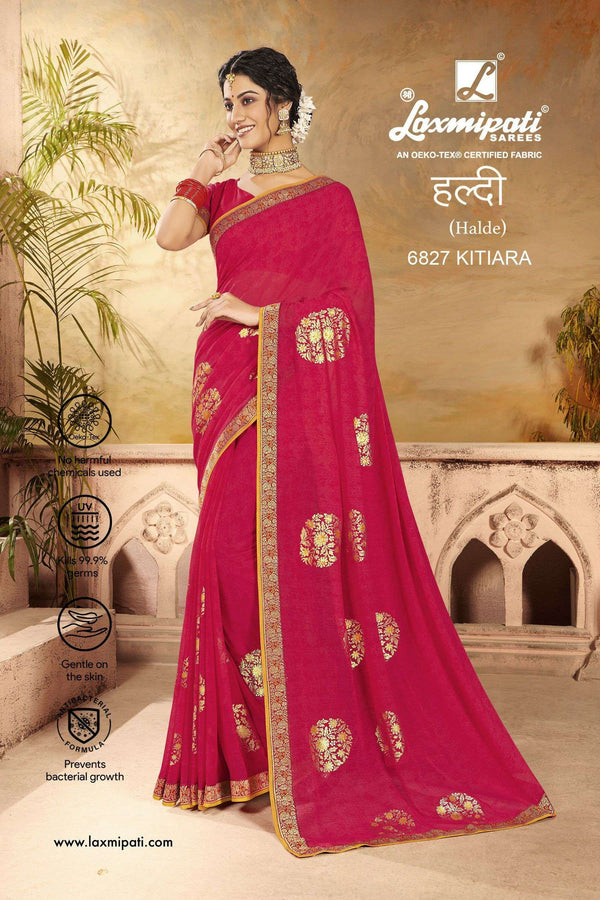 Laxmipati Halde 6827 Pink Georgette Saree