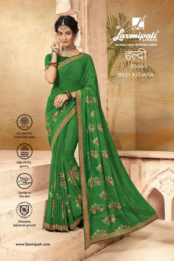 Laxmipati Halde 6831 Green Georgette Saree