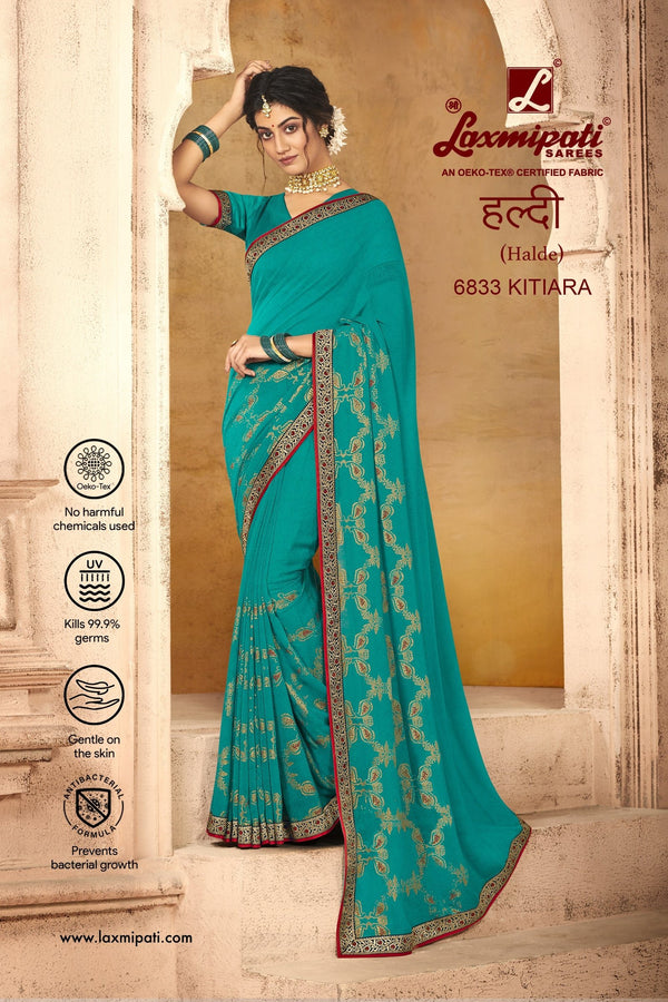 Laxmipati Halde 6833 Blue Georgette Saree