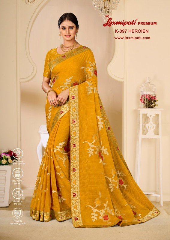 Laxmipati Heroien K-097 Mustard Chiffon Saree