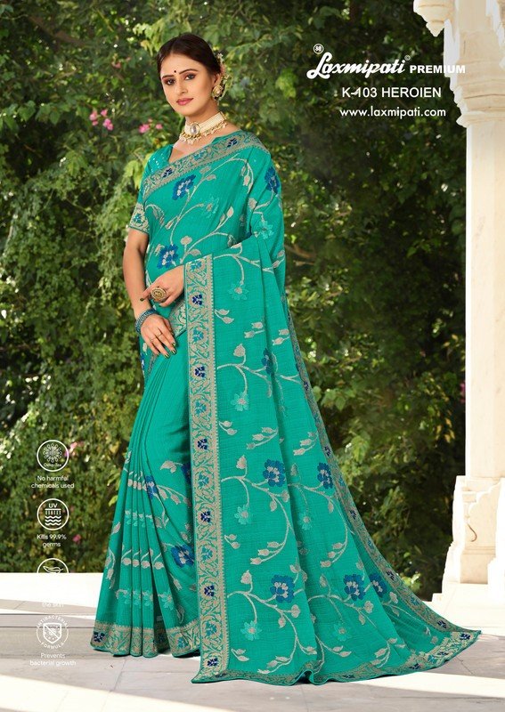 Laxmipati Heroien K-103 Sky Blue Chiffon Saree