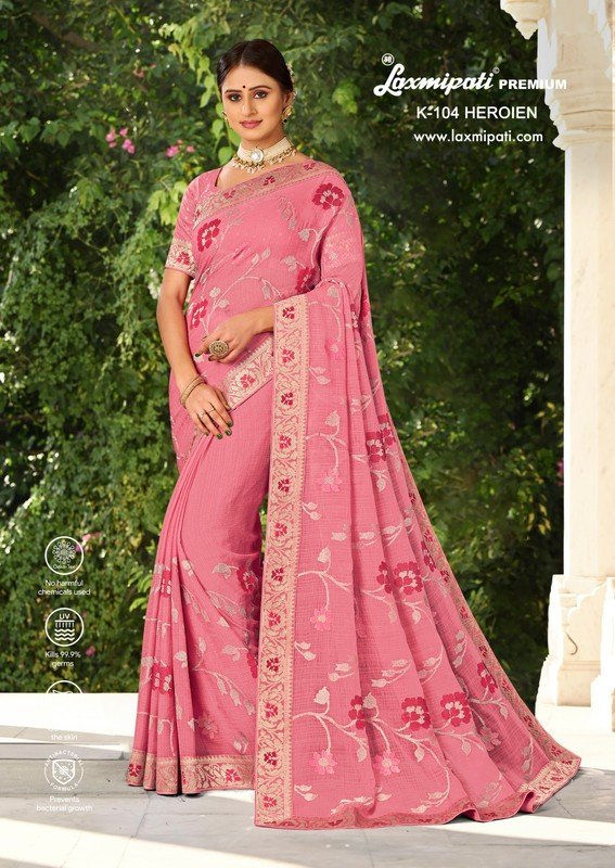 Laxmipati Heroien K-104 Pink Chiffon Saree