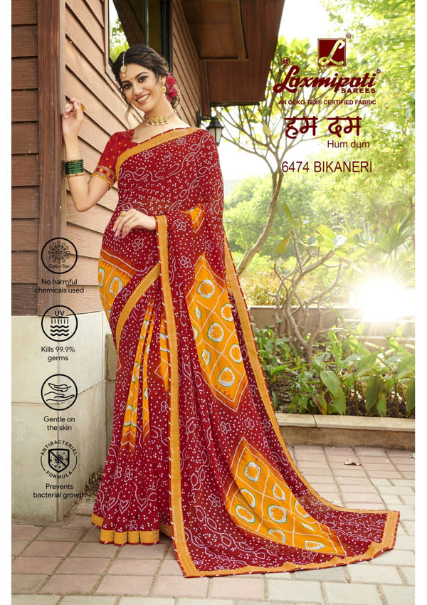 Laxmipati Humdum 6474 Maroon Chiffon Saree