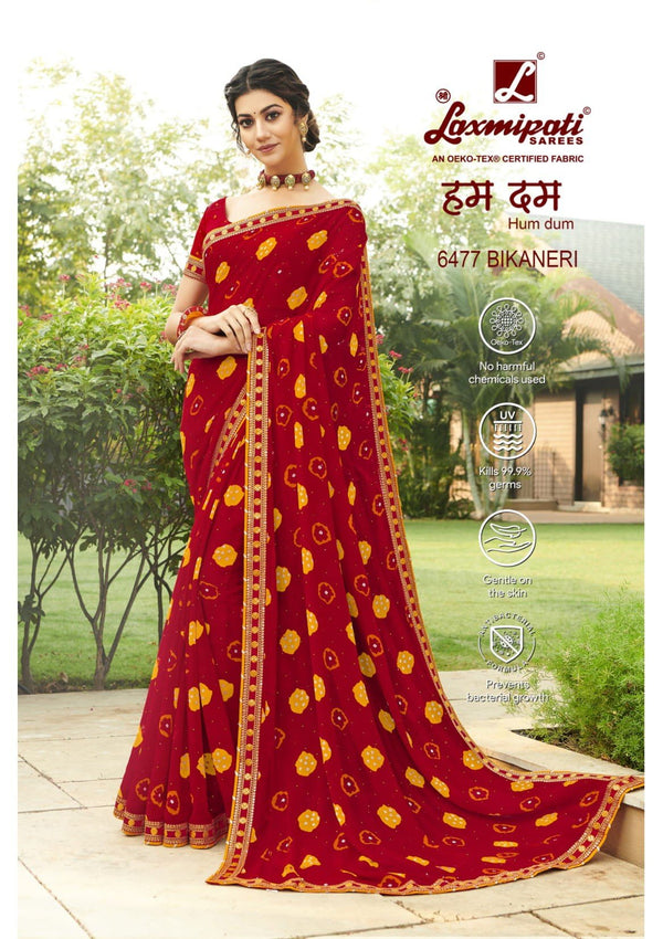 Laxmipati Humdum 6477 Red Chiffon Saree