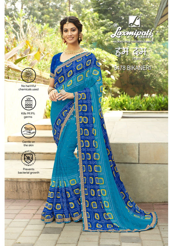 Laxmipati Humdum 6478 Blue Chiffon Saree