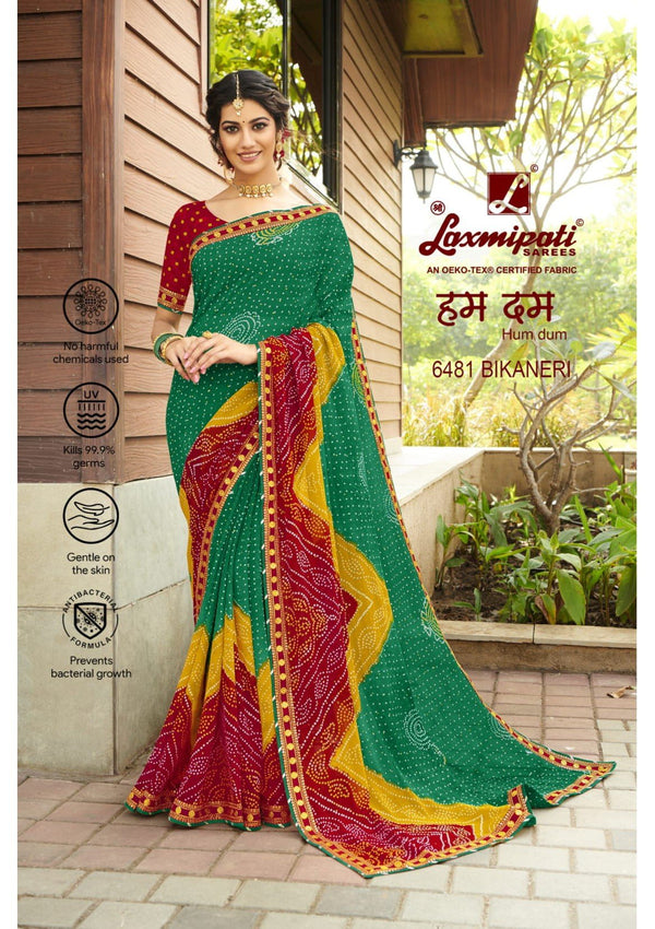 Laxmipati Humdum 6481 Green Chiffon Saree