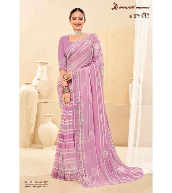 Laxmipati Ice-Cream K-081 Mauve Georgette Saree