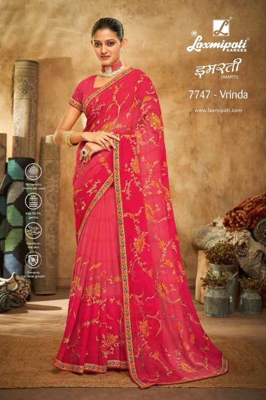 Laxmipati Imarti 7747 Pink Chiffon Saree