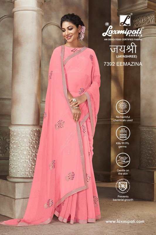 Laxmipati Jayashree 7392 Pink Chiffon Saree