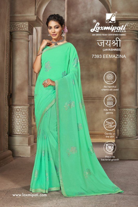 Laxmipati Jayashree 7393 Green Chiffon Saree