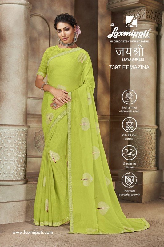 Laxmipati Jayashree 7397 Green Chiffon Saree