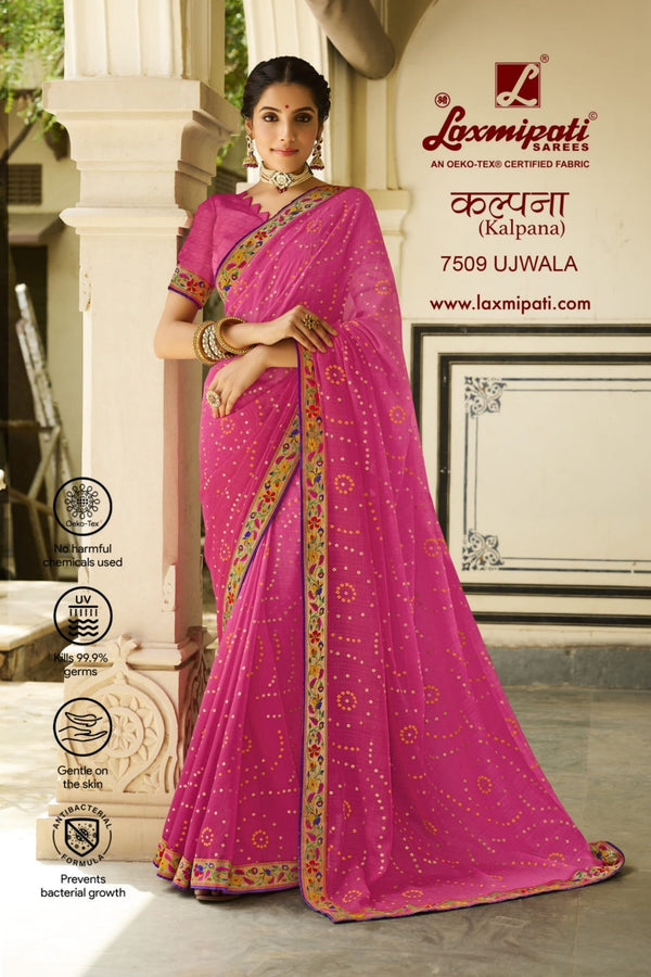 Laxmipati Kalpana 7509 Pink Chiffon Saree
