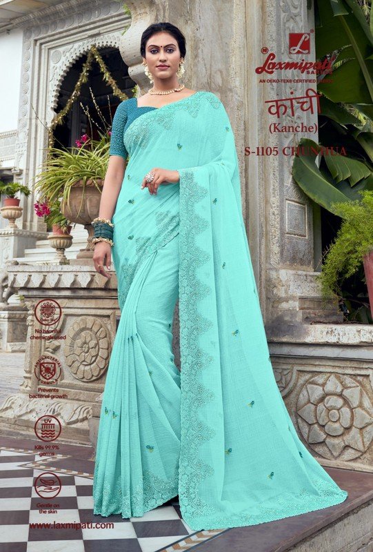 Laxmipati Kanchi S-1105 Blue Chiffon Saree