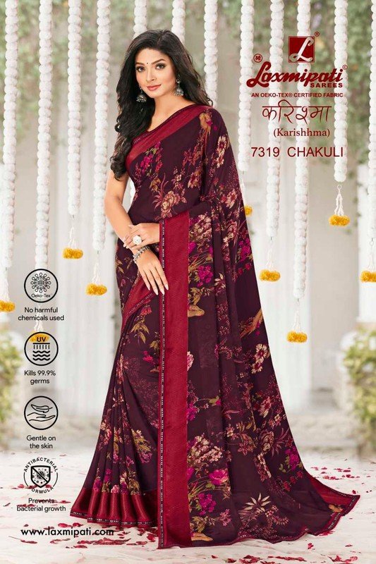 Laxmipati Karishma 7319 Maroon Georgette Saree