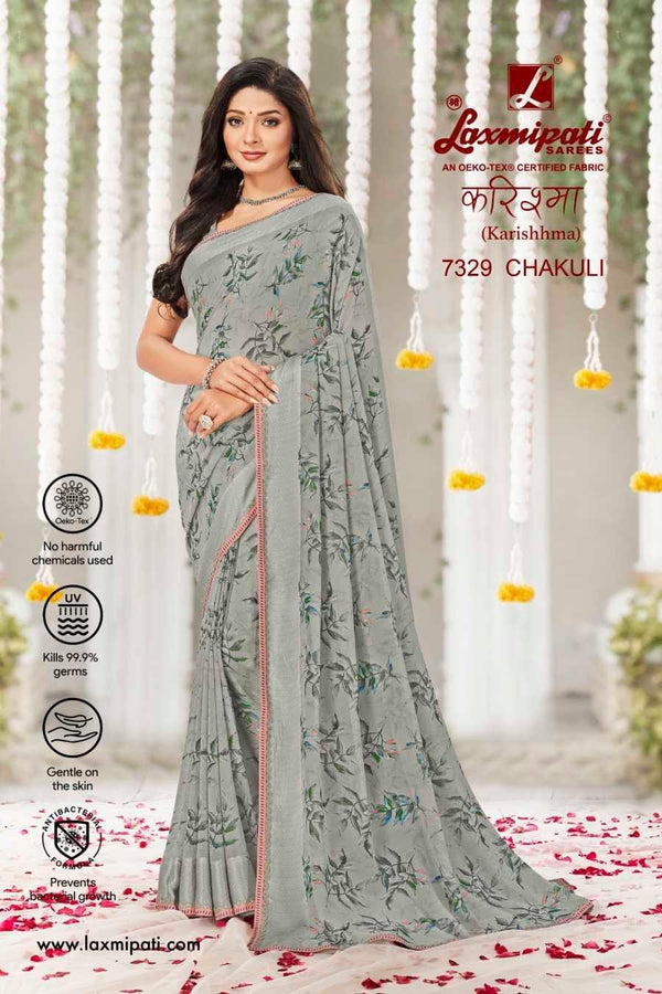 Laxmipati Karishma 7329 Grey Georgette Saree