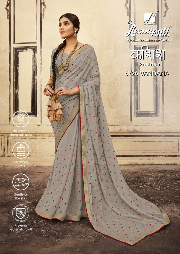 Laxmipati Kashish 6726 Grey Chiffon Saree