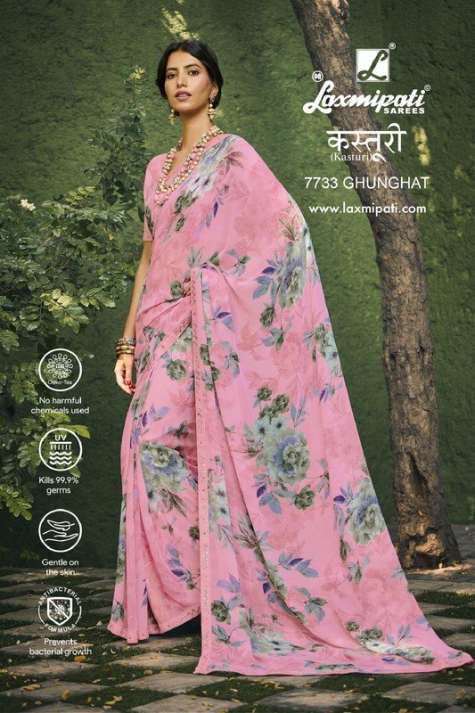 Laxmipati Kasturi 7733 Pink Georgette Saree