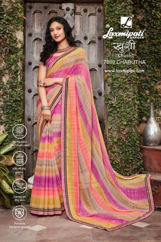 Laxmipati Khushi 7869 Multicolor Chiffon Saree