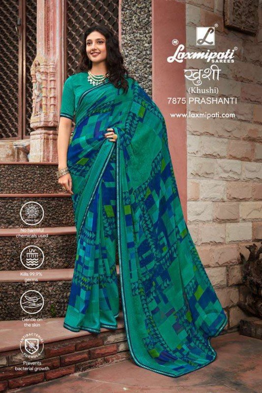 Laxmipati Khushi 7875 Green Georgette Saree