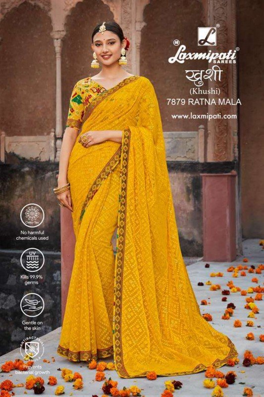 Laxmipati Khushi 7879 Yellow Brasso Saree