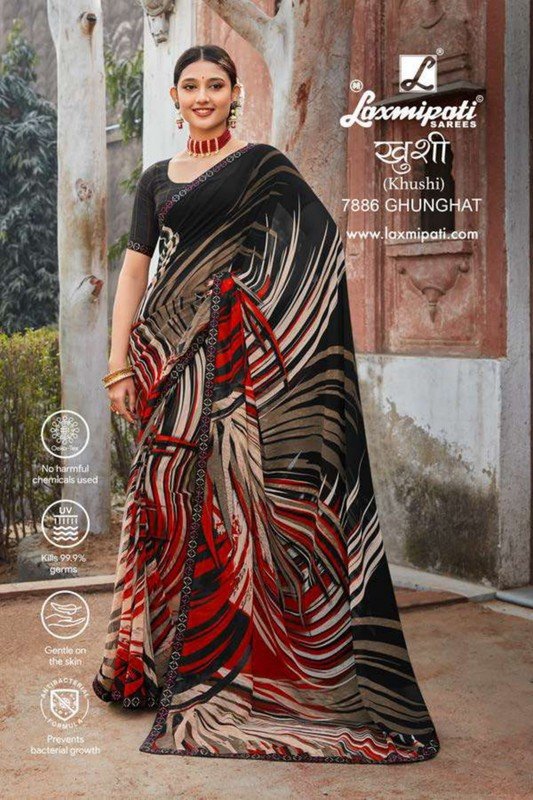 Laxmipati Khushi 7886 Black Georgette Saree