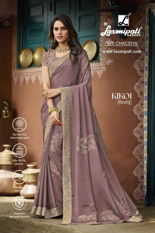 Laxmipati Kikoi 7970 Mauve Silk Chiffon Saree