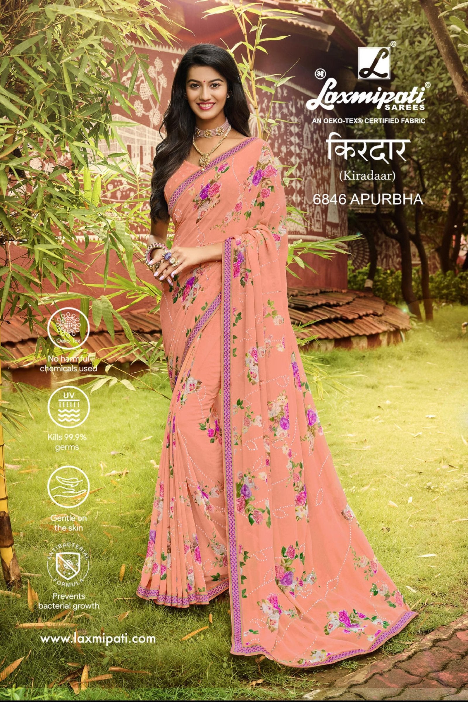 Pink Gota Patti Embroidered Georgette Saree 4190SR03