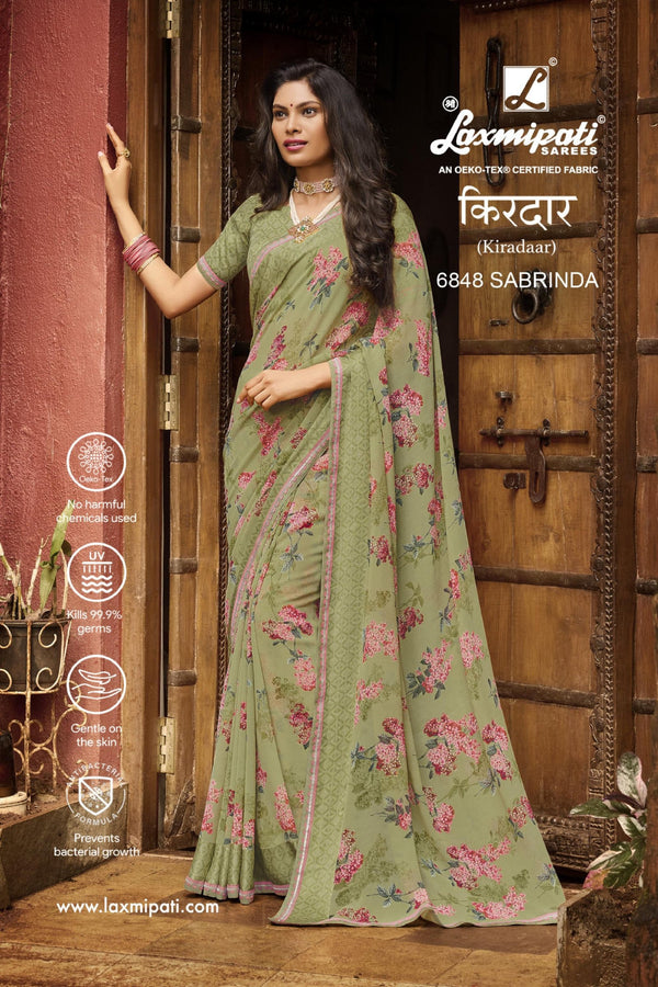 Laxmipati Kiradaar 6848 Green Georgette Saree