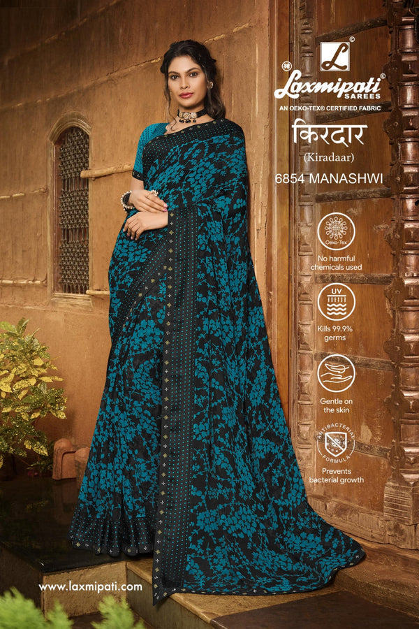 Laxmipati Kiradaar 6854 Blue Brasso Saree