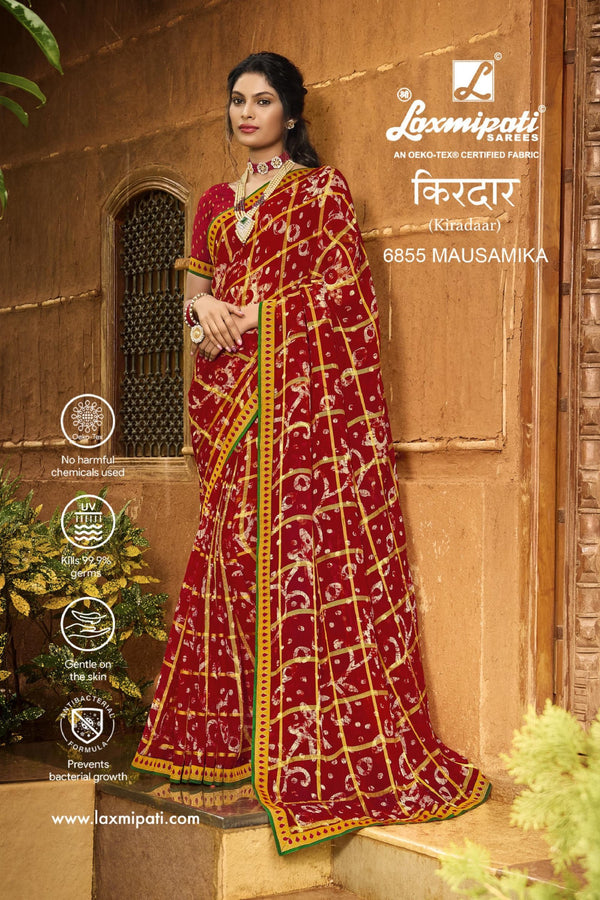 Laxmipati Kiradaar 6855 Maroon Chiffon Saree