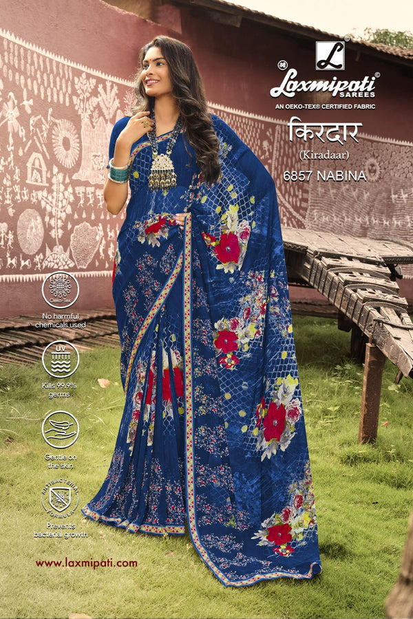 Laxmipati Kiradaar 6857 Blue Georgette Saree