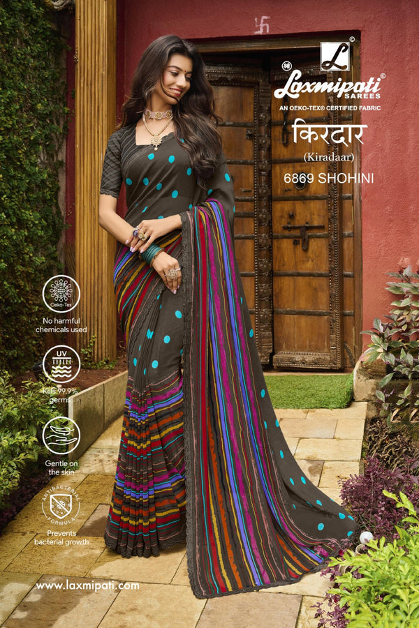 Laxmipati Kiradaar 6869 Multicolor Georgette Saree